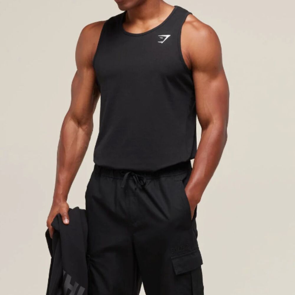 Men Gymshark Critical Tank Slim Fit Black Size Small Running Activewear Athletic